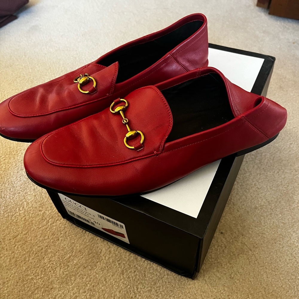 Gucci red horsebit loafers